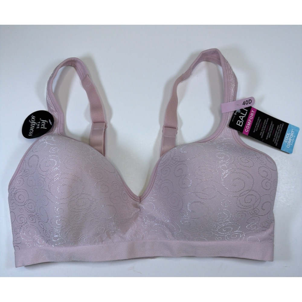Bali Women's Comfort Revolution Wire Free Support Bra Pink Swirl 40D DF3463